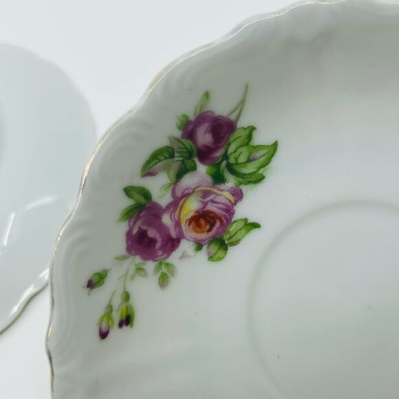 VTG White Rosebud Tea Coffee Cup And Saucer Porcelain 4-Piece Set Made In Japan - Picture 2 of 7